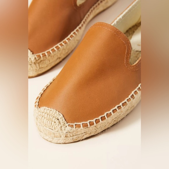 Soludos Espadrilles Camel Brown Leather Summer Platform Slip On Sandal | Size 8 - Picture 2 of 8